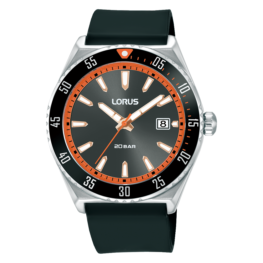 Lorus Sport RS959DX9 Herren Armbanduhr • Mineralglas • Schwarzes Silikonband