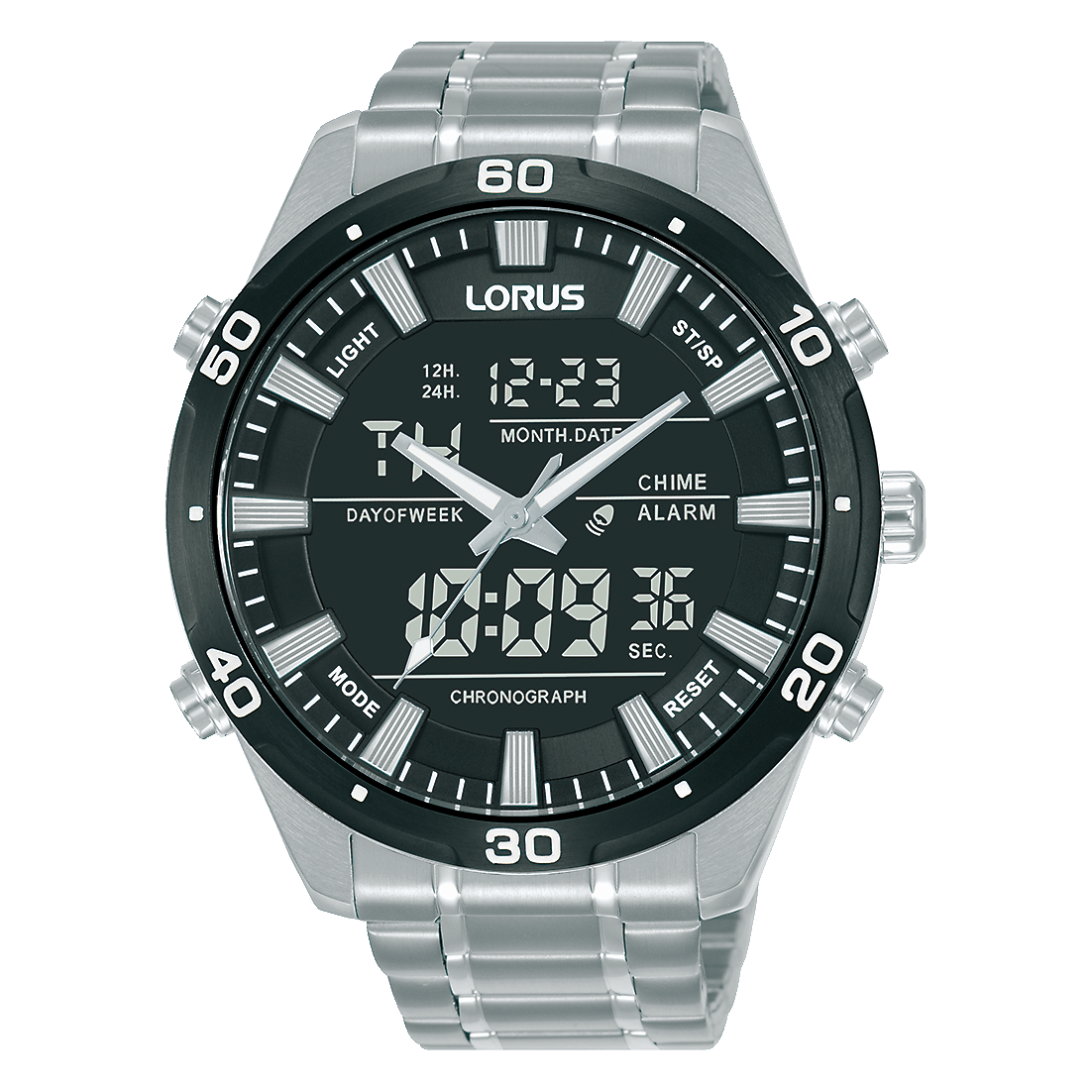 Lorus Sports RW649AX9 Herren Armbanduhr Grau • Digitaler Chronograph • Mineralglas