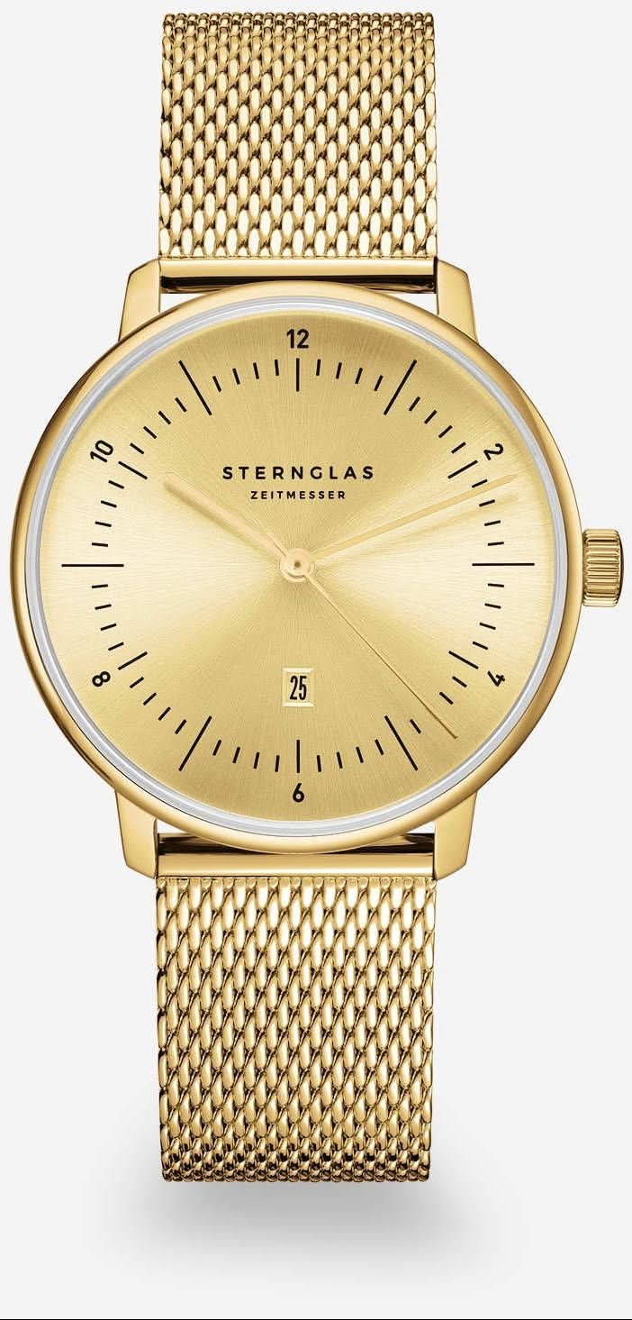 Naos X Edition Elyra gold-gold Milanaise watch strap in grey
