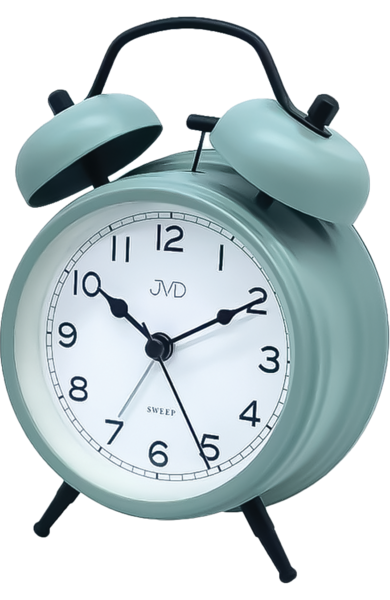 JVD analog väckarklocka SRP2219.1 med grönt hölje och vit urtavla, svarta visare
