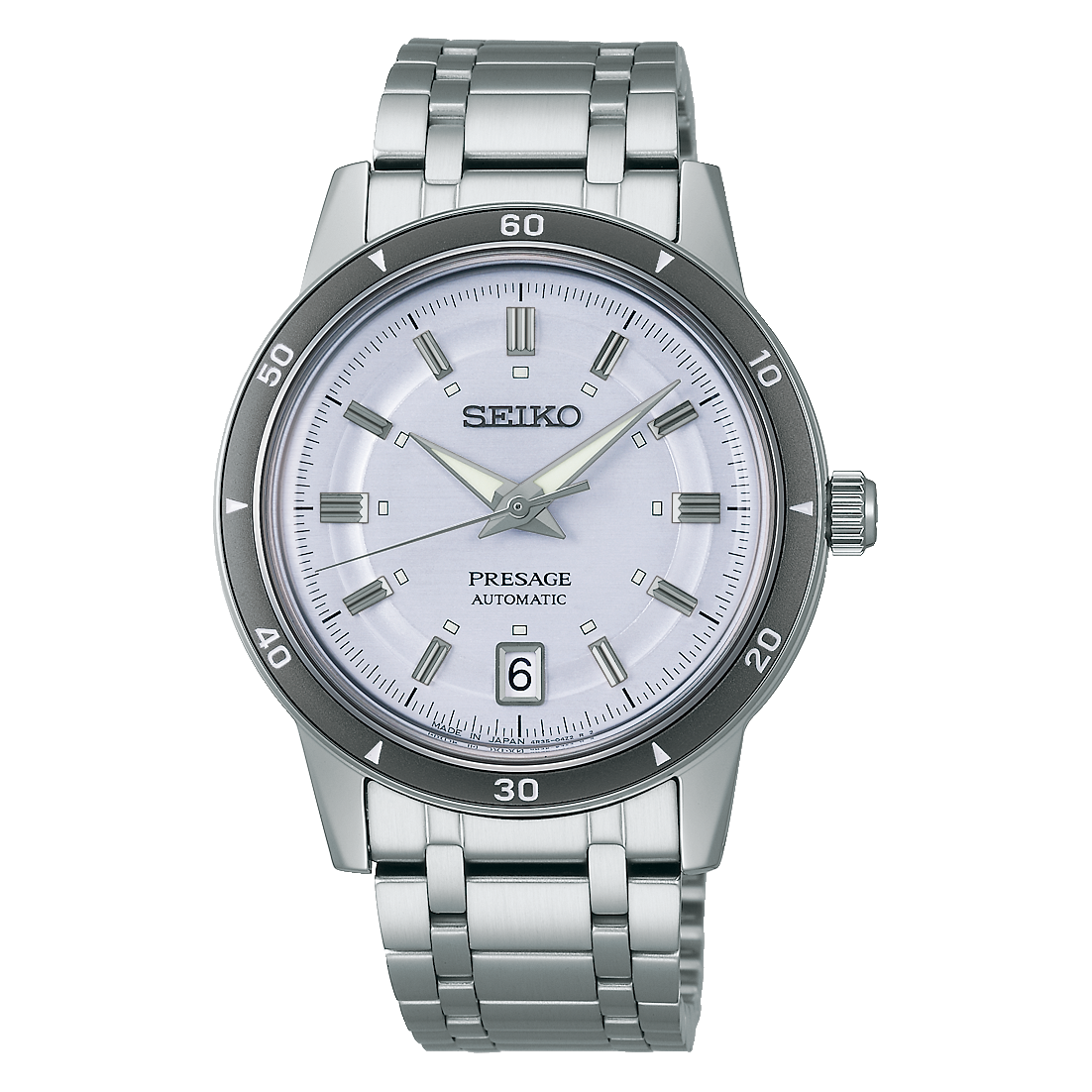 Seiko SRPL73J1 Herrenuhr Presage Style60's Automatik Silber • Automatikwerk Kaliber 4R35 • Sichtboden mit Verschraubung