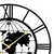 Wall clock: Close-up of world map dial with gold hands and Roman numerals