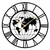 Wall clock with XXL metal casing and world map motif, Roman numeral dial, gold hands