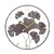 Wall clock with Ginkgo metal design: dark gray face, yellow hands and numerals