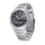 Casio men's watch with silver-colored case and strap, crown on the side, black dial