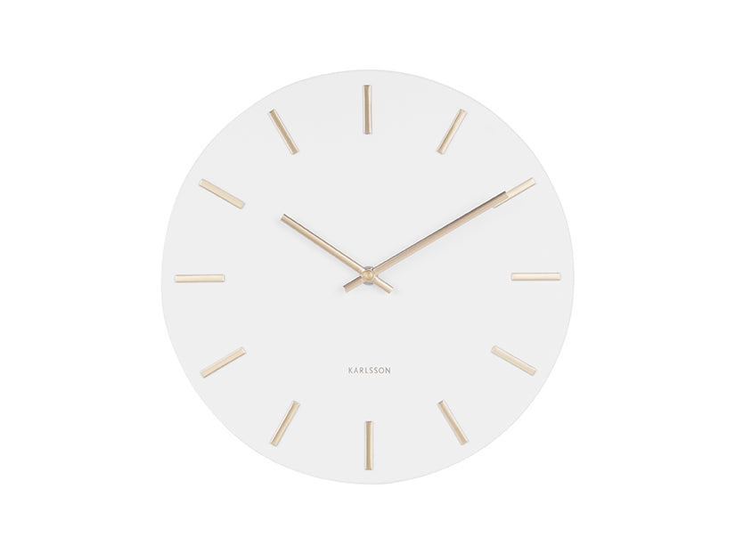 Karlsson Charm Small KA5821WH Wanduhr Weiß • Goldene Details • Offenes Zifferblatt