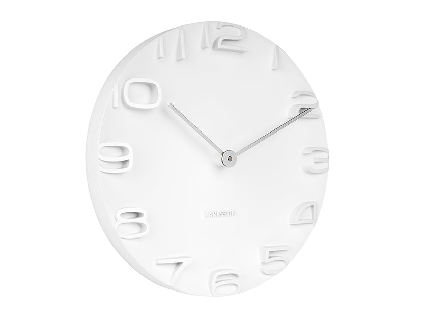Karlsson On The Edge KA5311WH Wanduhr Weiß • Geräuschloser Schrittmotor • Chromfarbene Zeiger