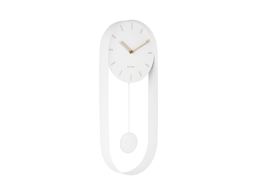 Karlsson Pendulum Charm KA5822WH Wanduhr Weiß • Geräuschloses Sweep-Uhrwerk • Pendel-Design