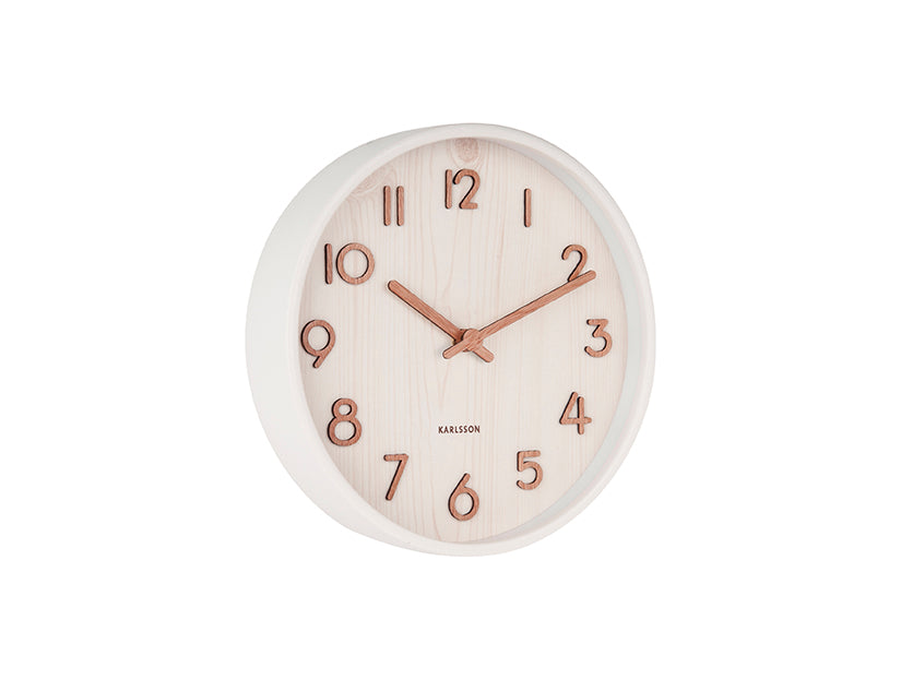 Karlsson Pure Small KA5808WH Wanduhr Weiß • Geräuschloses Sweep-Uhrwerk • Lindenholz