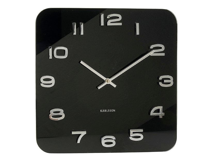 Karlsson Vintage Squared KA4398 Wanduhr Schwarz • Offenes Zifferblatt • Retro-Design von BOX32