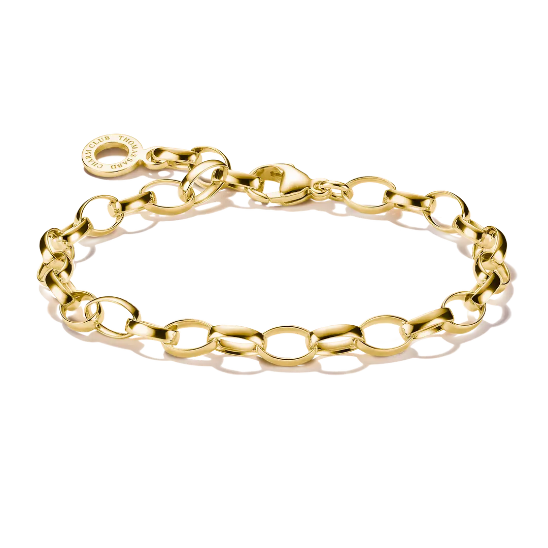 Charm-Armband aus gelbvergoldeter Gliederkette mit rundem Anhänger