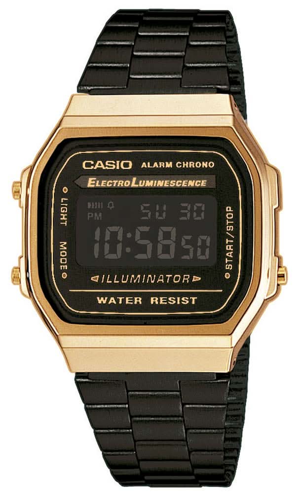 Casio Vintage A168WEGB-1BEF Watch • Iconic Retro Design • Digital Watch with Stopwatch Function
