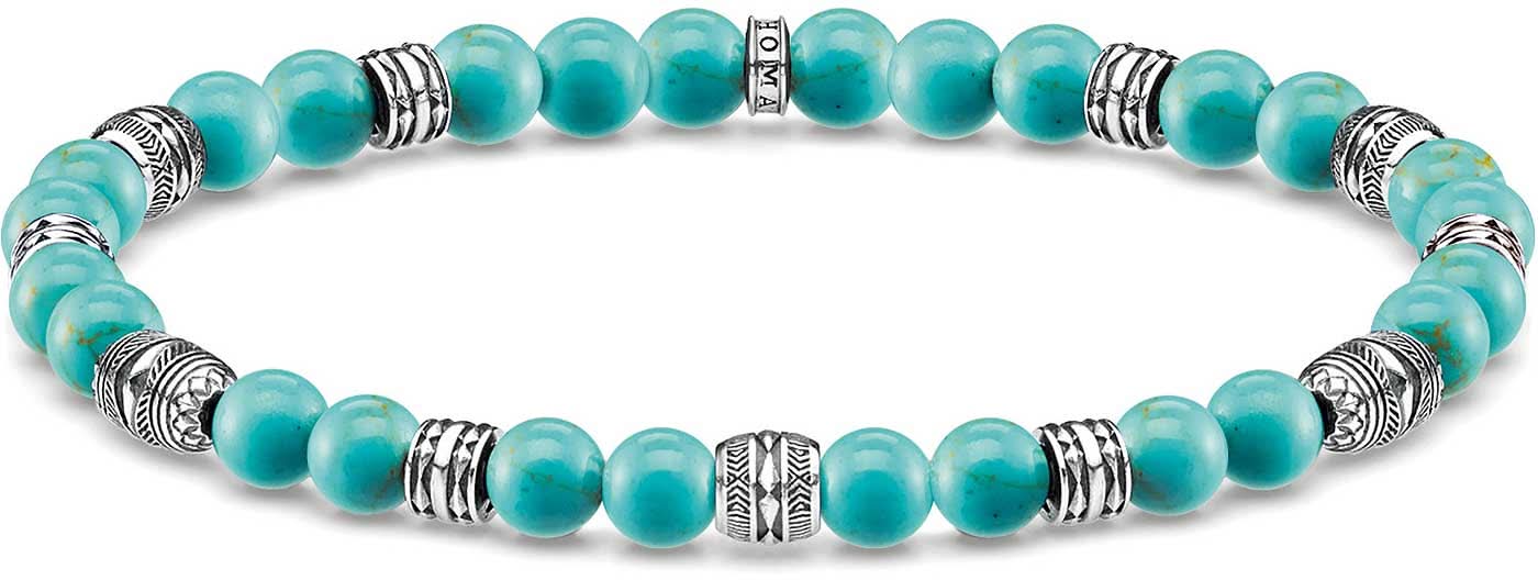 Beaded Bracelet with Ornate Elements - 925 Sterling Silver
