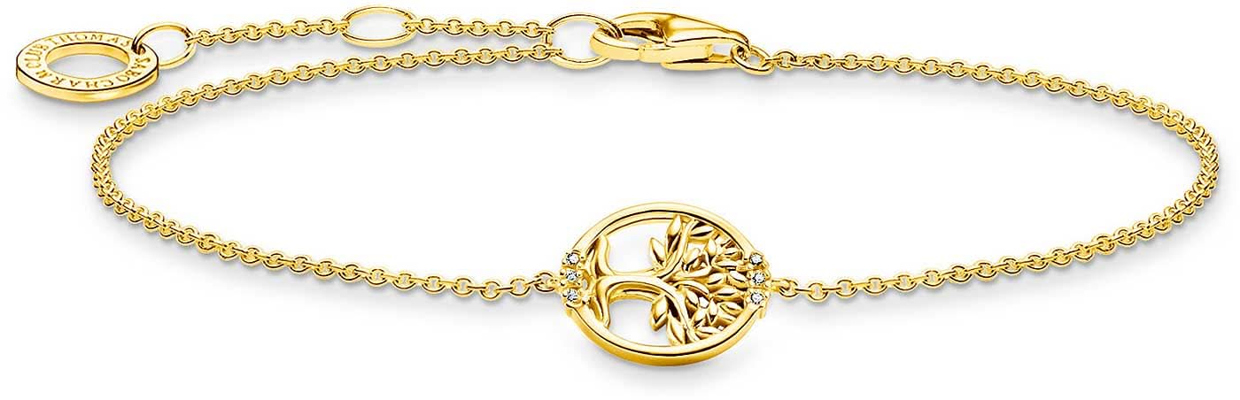 Bracelet Tree of Love with White Stones - 750 Yellow Gold Plating