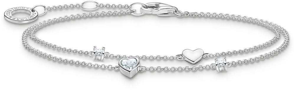 Double-row bracelet with hearts - 925 silver jewelry