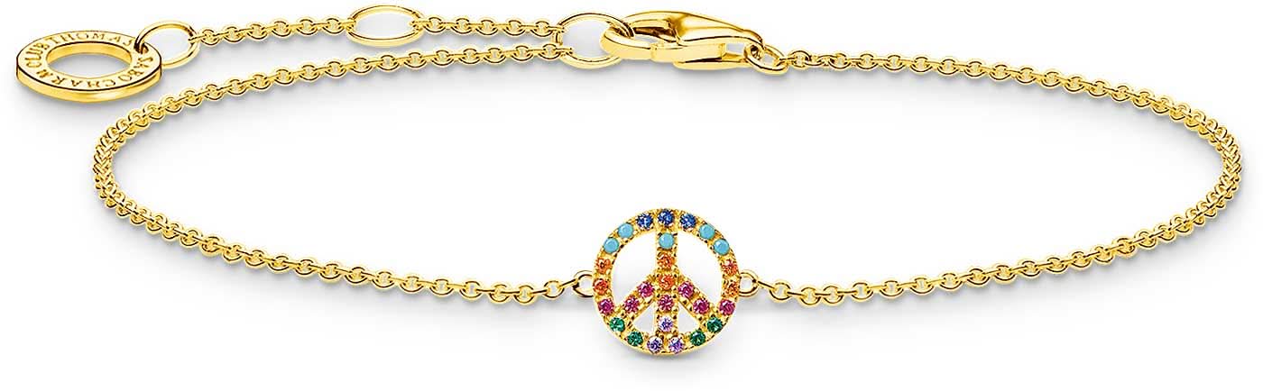 Peace bracelet with colorful stones - 750 yellow gold plating