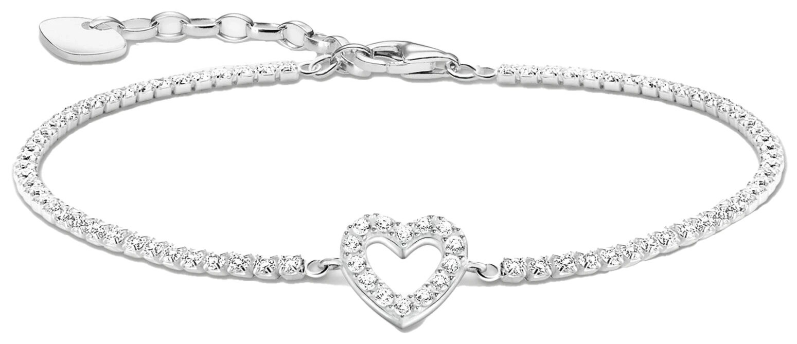 Heart Tennis Bracelet with White Stones Silver - Thomas Sabo Model: A2177-051-14-L19V