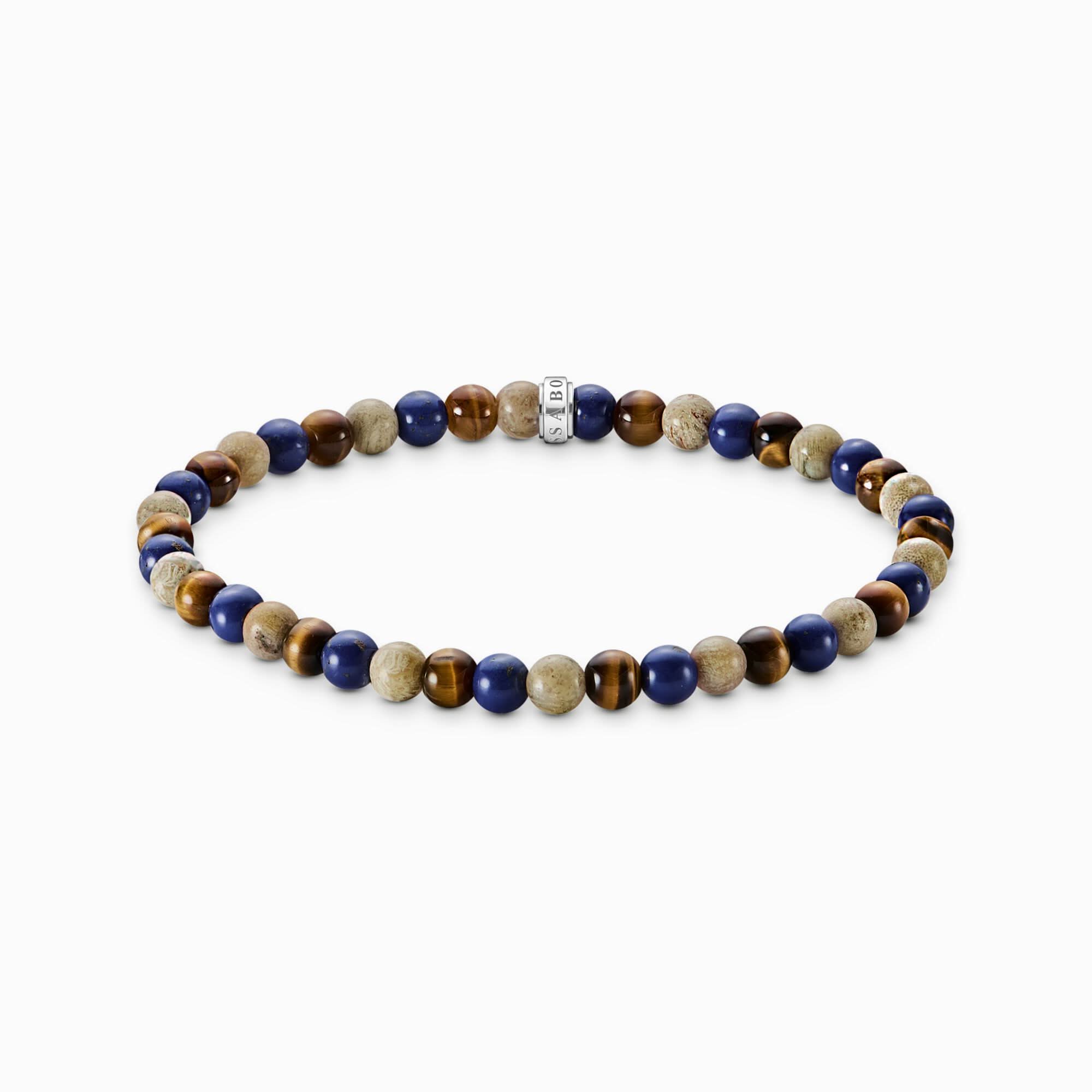 Beaded bracelet made of lapis lazuli, jasper and tiger's eye - Thomas Sabo Model: A2183-531-7-L19