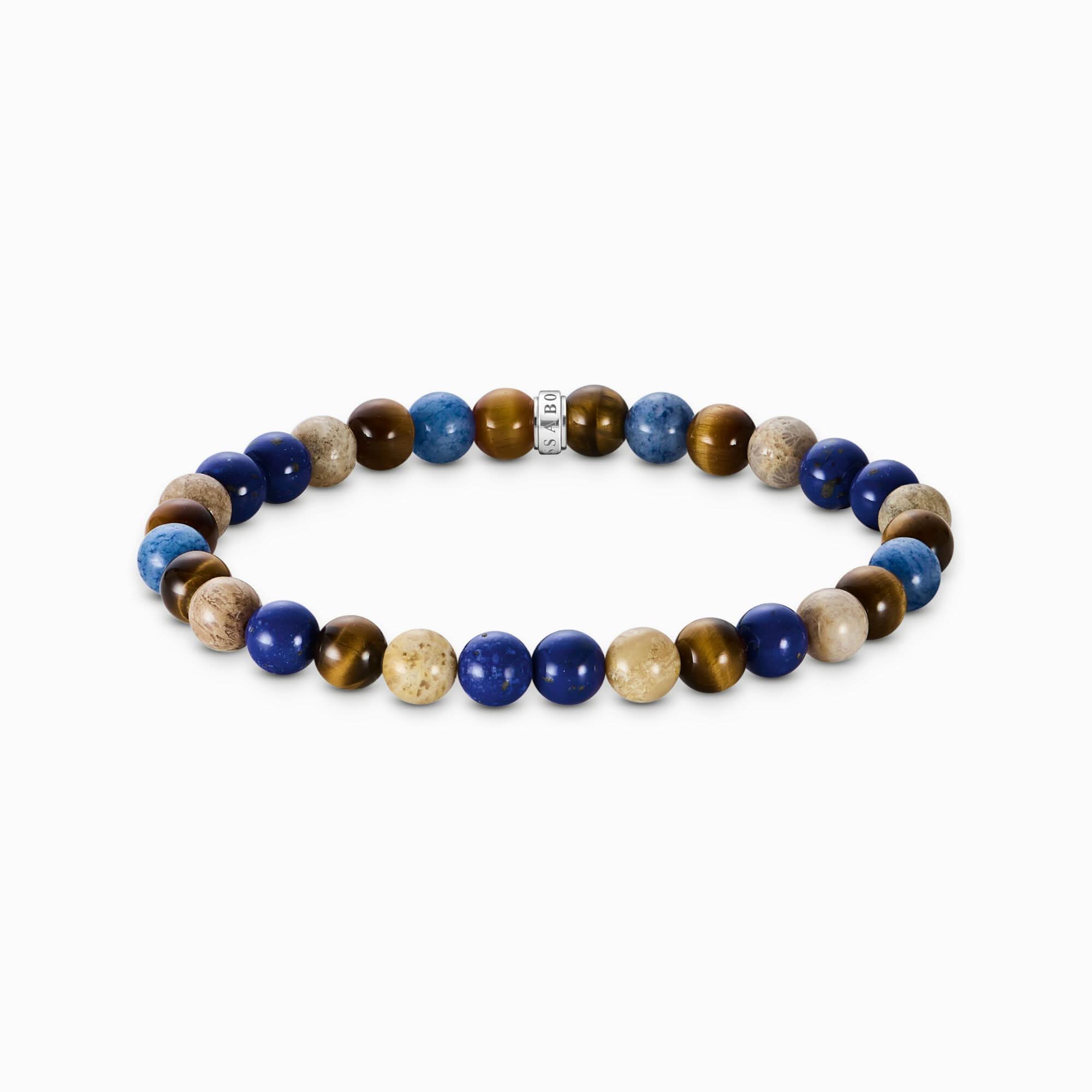 Beaded bracelet made of lapis lazuli, dumortierite, jasper and tiger's eye - Thomas Sabo Model: A2193-926-7-L19