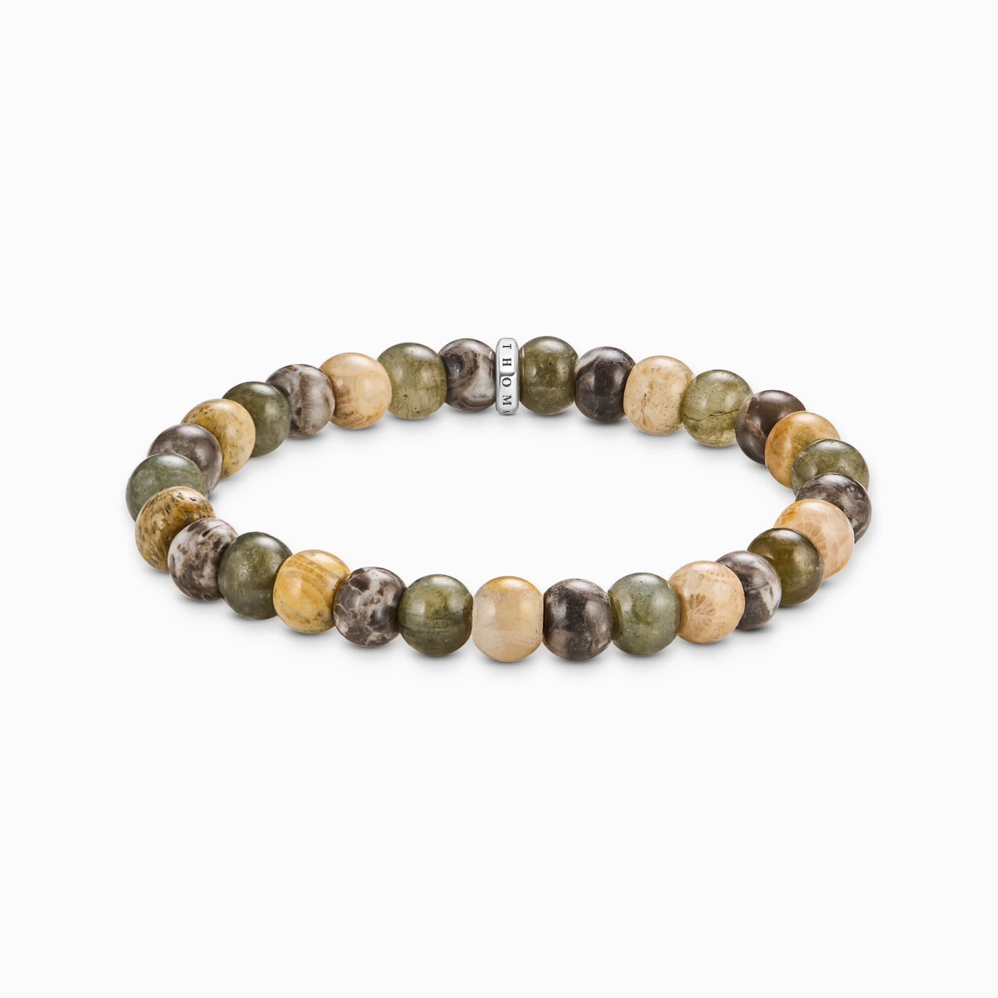 Beaded Bracelet made of Labradorite, Jasper, and Crocodile Jasper - Thomas Sabo Model: A2196-353-7-L19