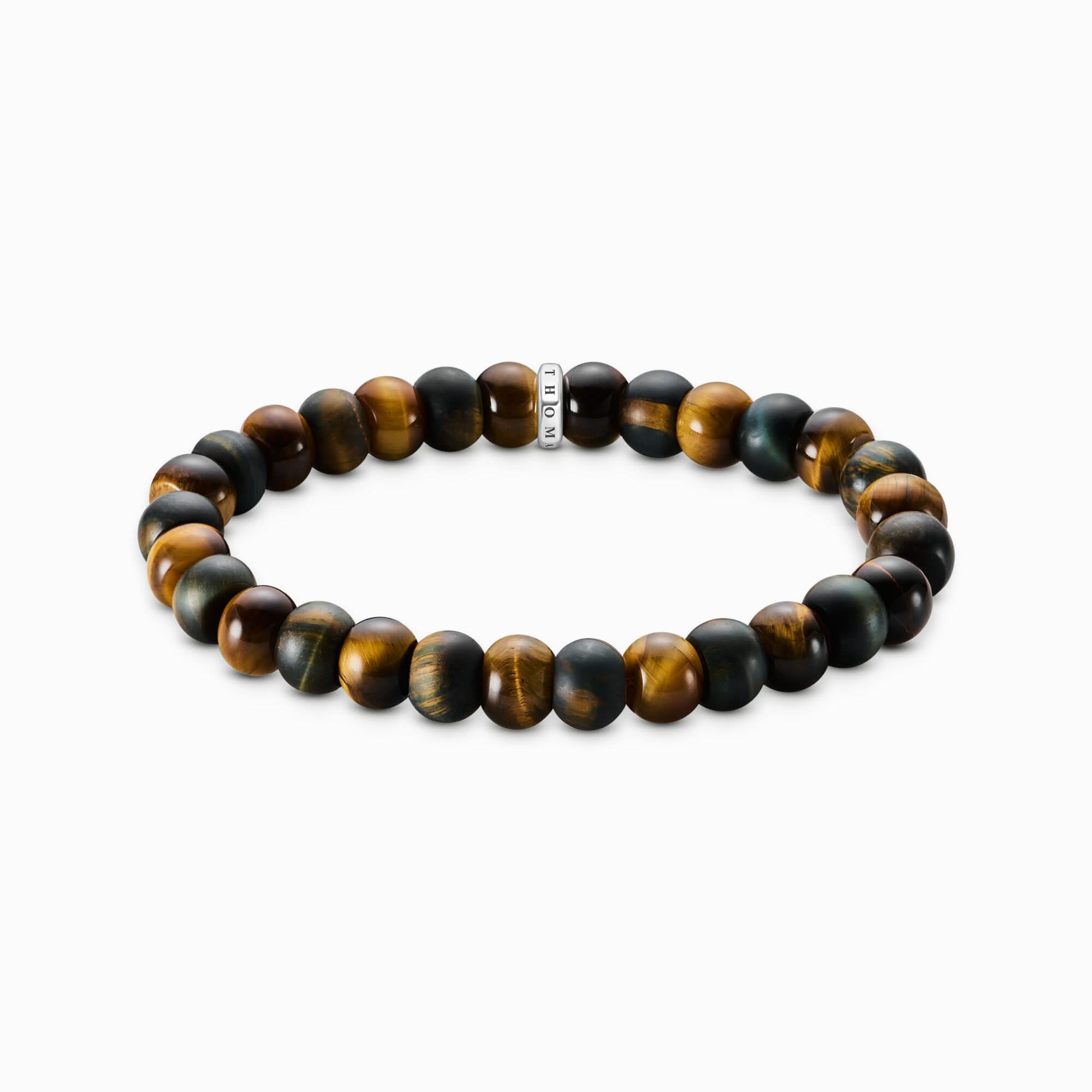 Beaded bracelet in tiger's eye, blue-gold tiger's eye - Thomas Sabo Model: A2196-826-2-L19