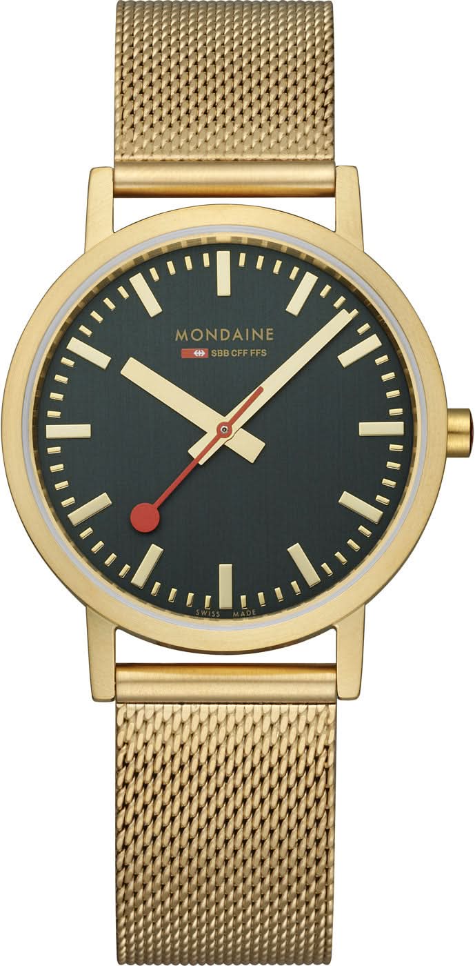 Mondaine Classic A660.30314.60.SBM Unisex Watch • Green Dial • Swiss Design