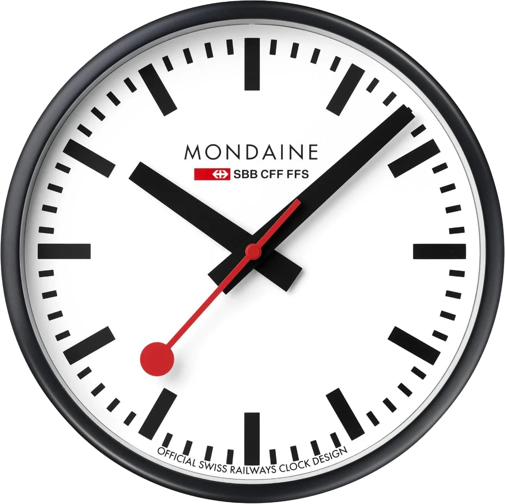 Mondaine Wall Clock 25x25x4.2 cm Aluminum • Swiss Design • Silent Quartz Movement