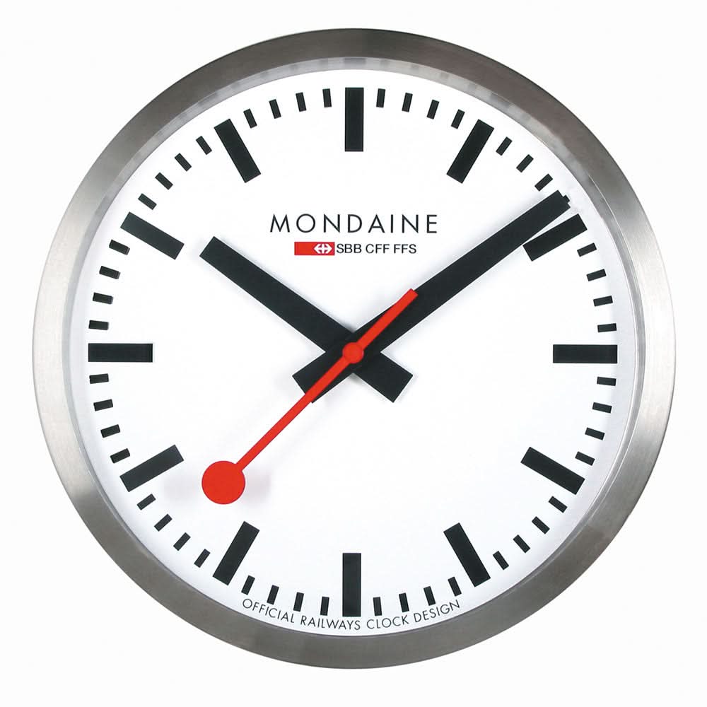 Mondaine Wall Clock 25x25x6 cm Aluminum • Iconic Design • Silent Quartz Movement