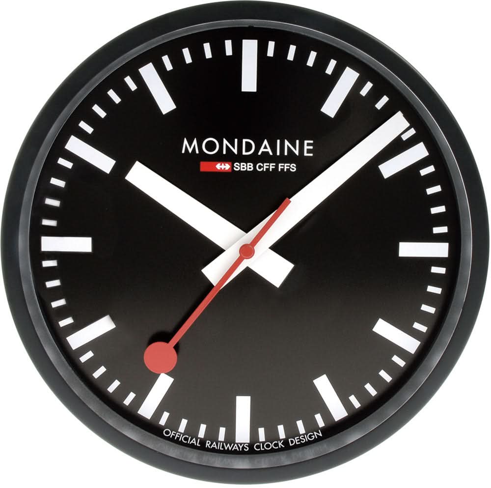 Mondaine Wall Clock 25x25x4.2 cm Aluminum • Swiss Made • Silent Movement
