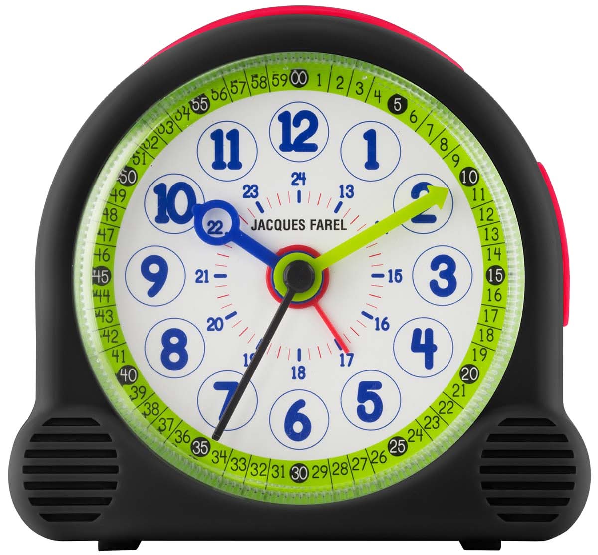 Jacques Farel Learning Alarm Clock Children's Alarm Clock Plastic • Silent Quartz Movement • Sweeping Second Hand