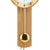 Wanduhr mit Holzgehäuse und goldfarbenem Pendel, arabische Ziffern am Ziffernblatt