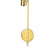 Wanduhr-Antrieb mit rundem Pendelgewicht in Gold, gekettelt, untere Aufhängung sichtbar