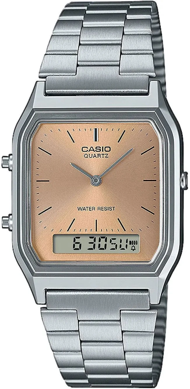 Casio Vintage AQ-230A-4AMQYES Watch • Iconic retro design • Practical dual time