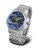 Herrenarmbanduhr mit Edelstahlarmband, blauem Zifferblatt und GMT-Anzeige