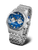 Herrenarmbanduhr mit blauem Zifferblatt, Edelstahlgehäuse und Metallarmband