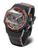 Herrenarmbanduhr mit schwarzem Lederarmband, schwarzem Gehäuse und grauem Zifferblatt
