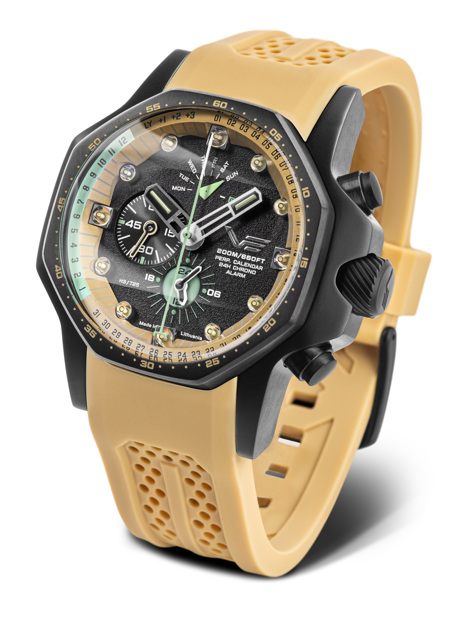 Herrenarmbanduhr Vostok Europe Atomic Age mit beigem Silikonarmband