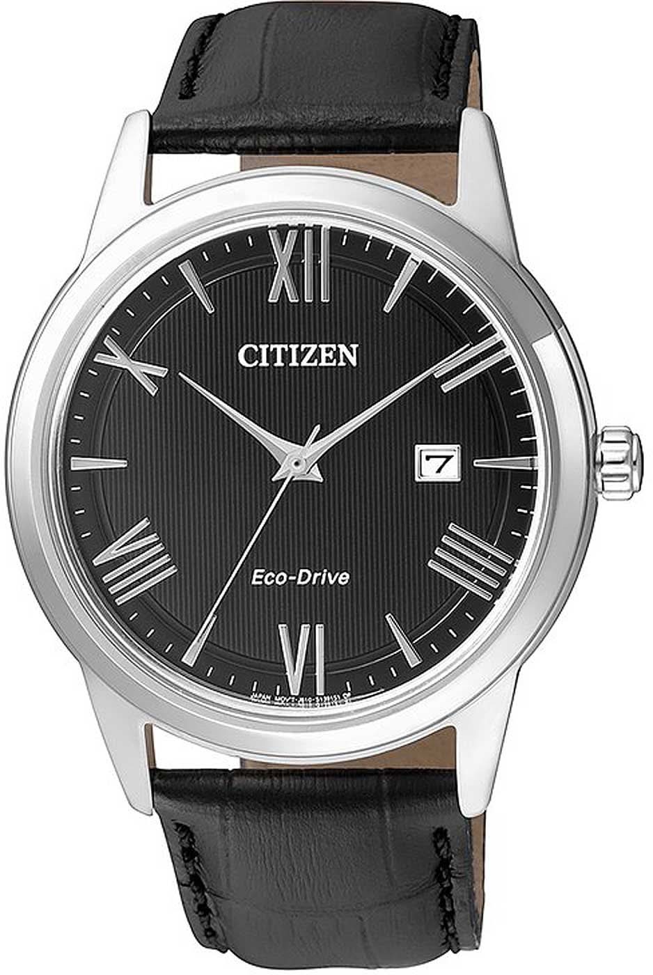 Citizen AW1231-07E Men's Watch • Eco-Drive Solar Powered • Elegant Leather Strap