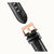 Herren-Armbanduhr: schwarzes Lederband mit Dornschließe im Roségold-Look
