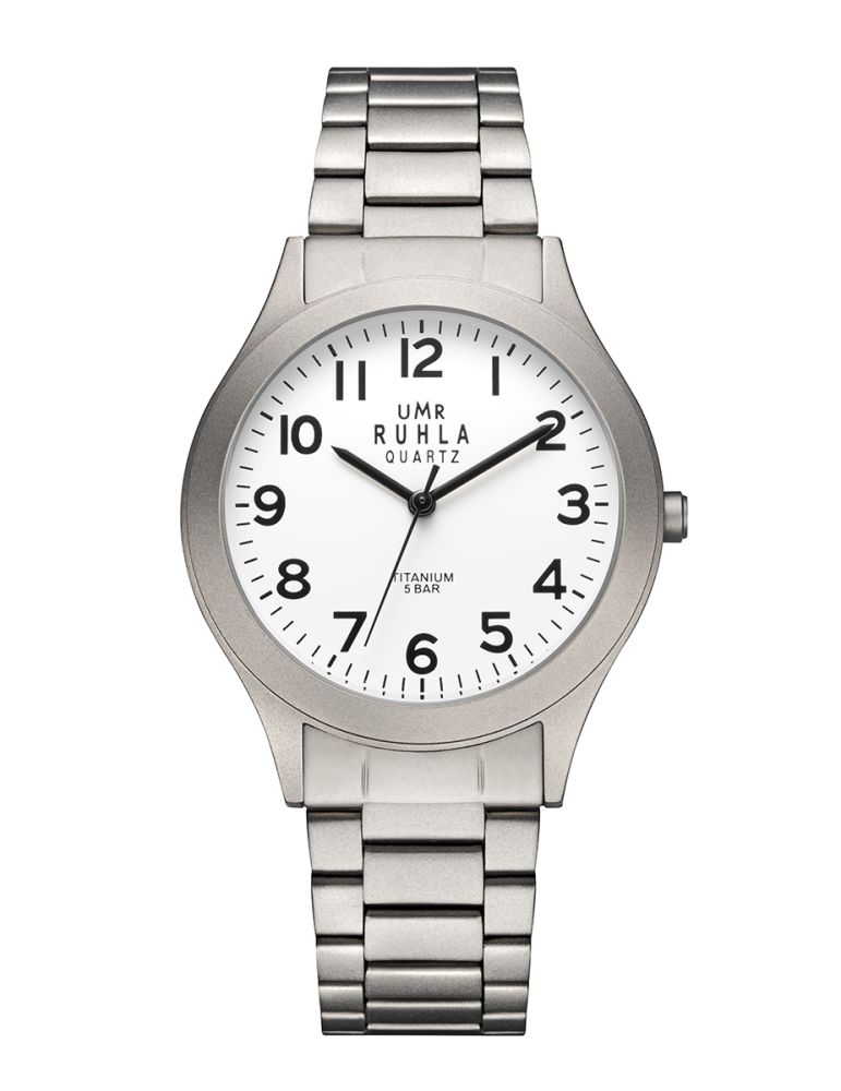 UMR Ruhla Basic 1320-3 Armbanduhr Weiß • Titangehäuse • Miyota Quarzwerk