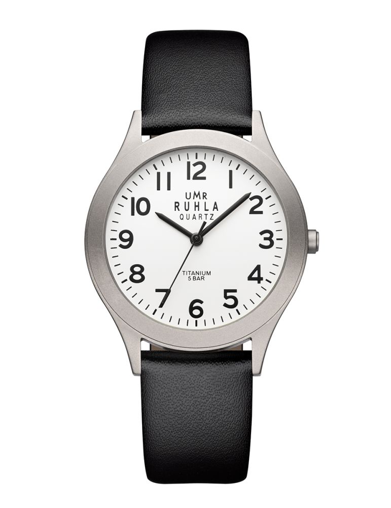 UMR Ruhla Basic 1320-9 Armbanduhr Weiß • Titangehäuse • Mineralglas