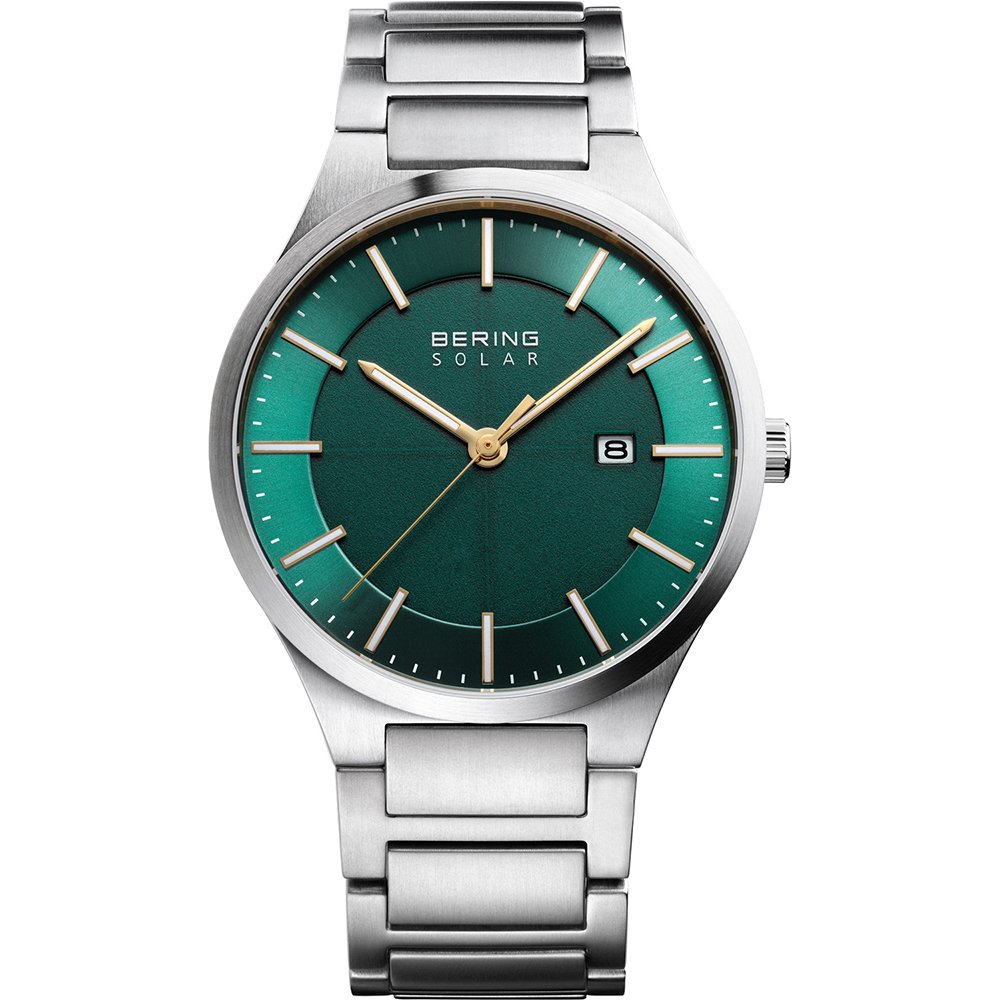 Bering Solar 15239-778 Herren Armbanduhr Grün • Saphirglas • Titan-Solar-Werk