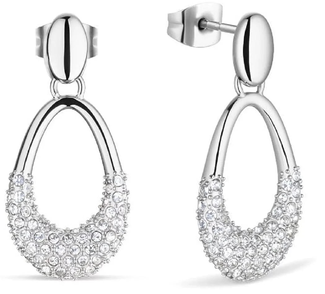 Arctic Pavé Earrings 757-17-05: Elegant silver drops with sparkling crystals - BERING Model: 757-17-05