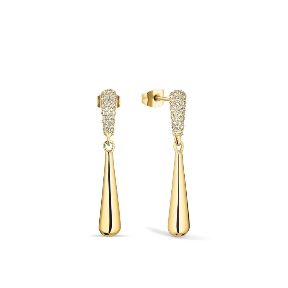 Stud Earrings - Arctic Pave Gold Zirconia - BERING Model: 754-27-05