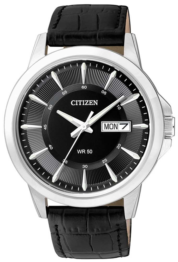 Citizen BF2011-01EE Men's Watch • Classic Day Display • Elegant Leather Strap