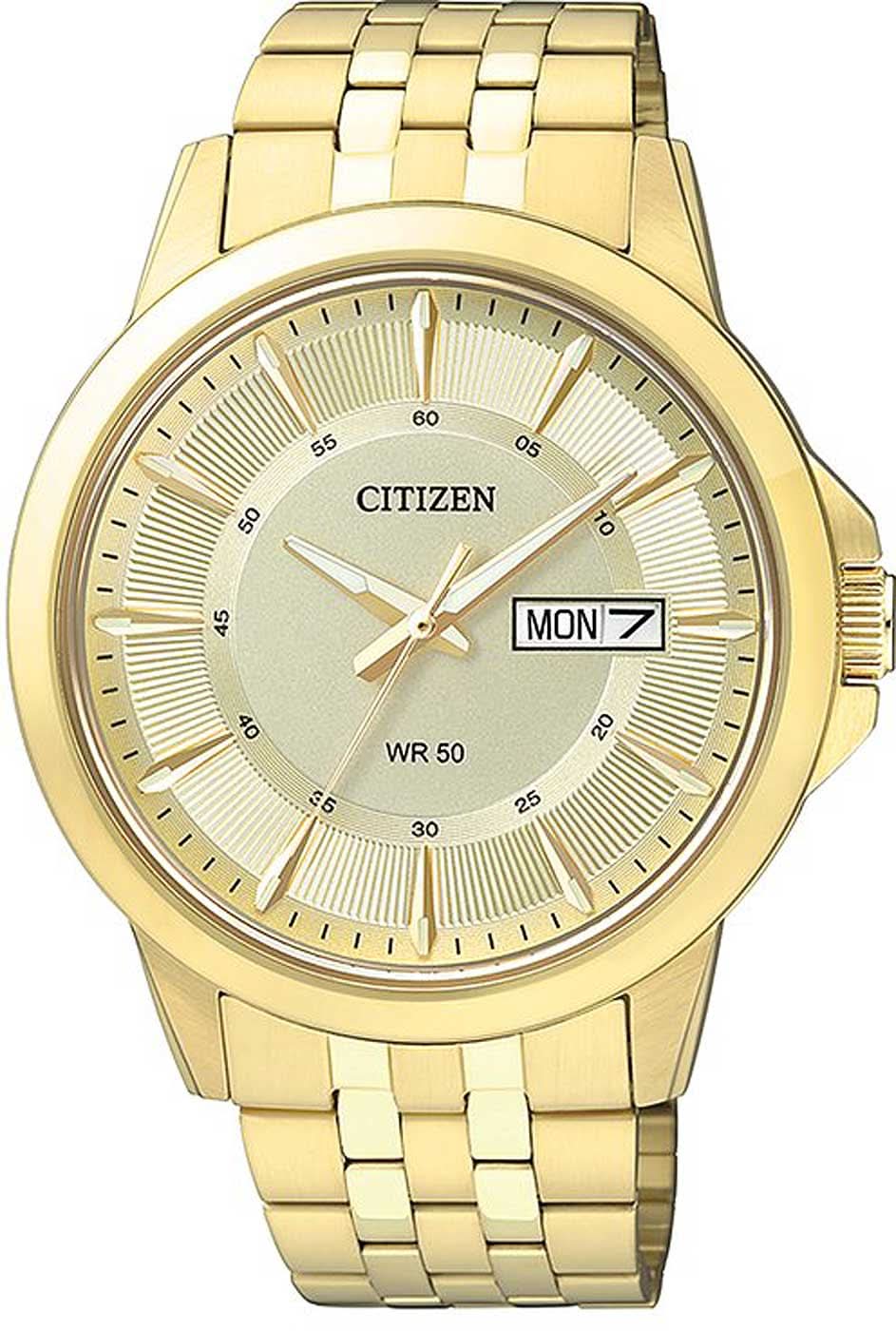 Citizen BF2013-56PC Men's Watch • Elegant Gold Design • Day-Date Display