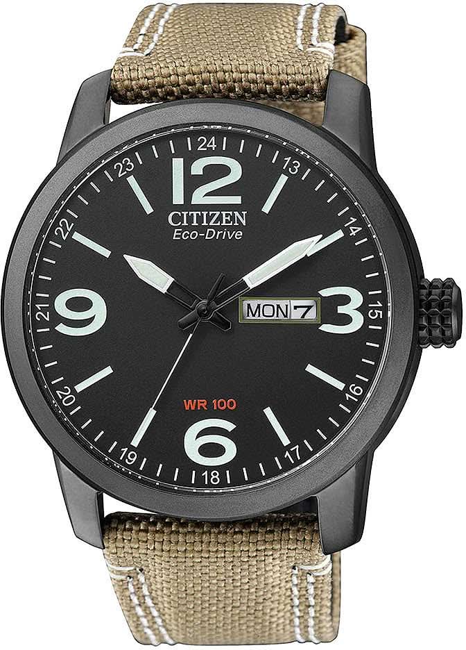 Citizen BM8476-23EC Men's Watch • Eco-Drive Solar Powered • Black Canvas Strap