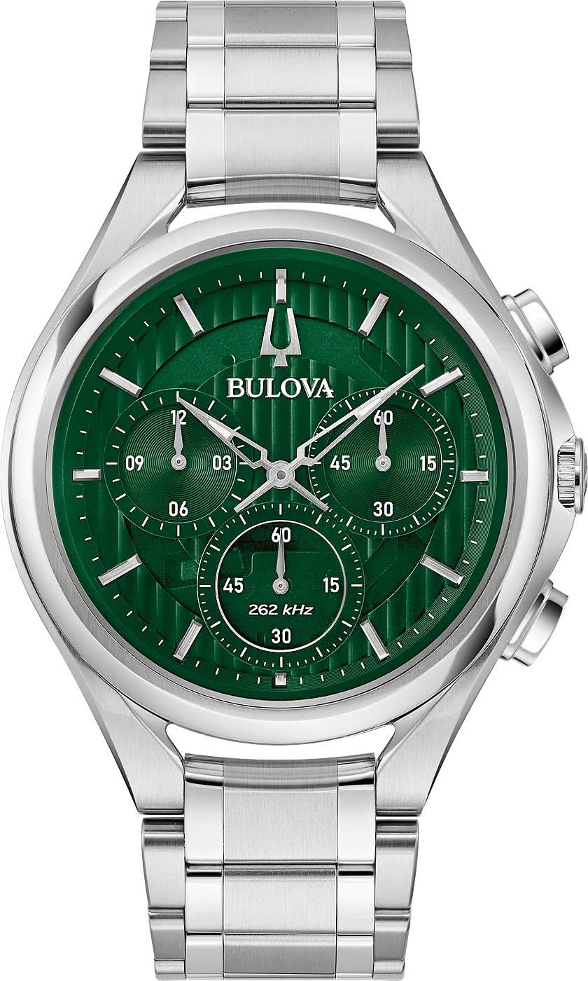 Bulova Curv 96A297 Men's Watch • Curved Chronograph Movement • 262 kHz Quartz