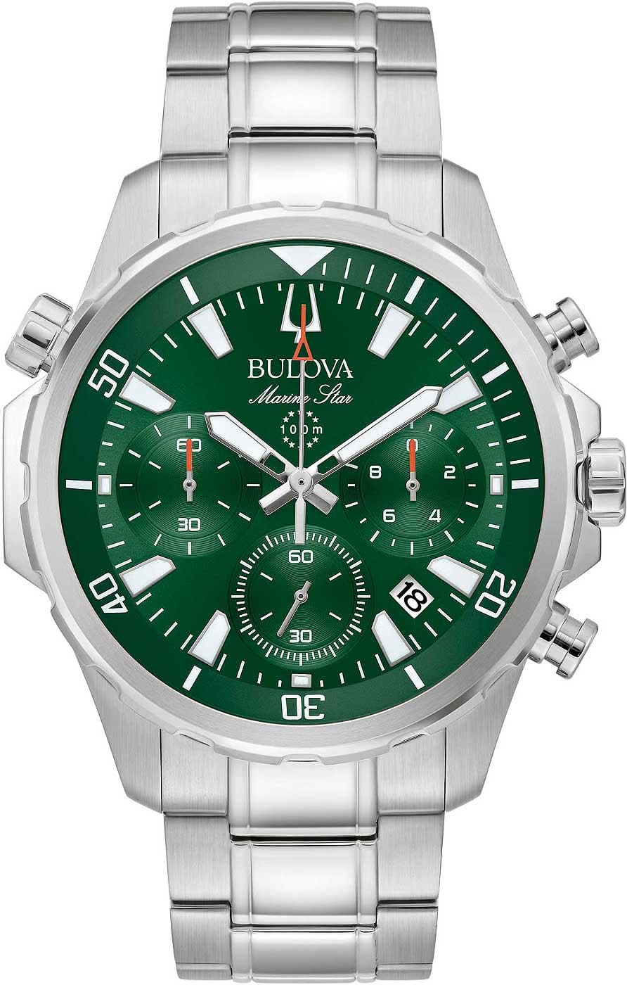 Bulova Marine Star 96B396 Men's Watch • Green Dial • 100m Water Resistant