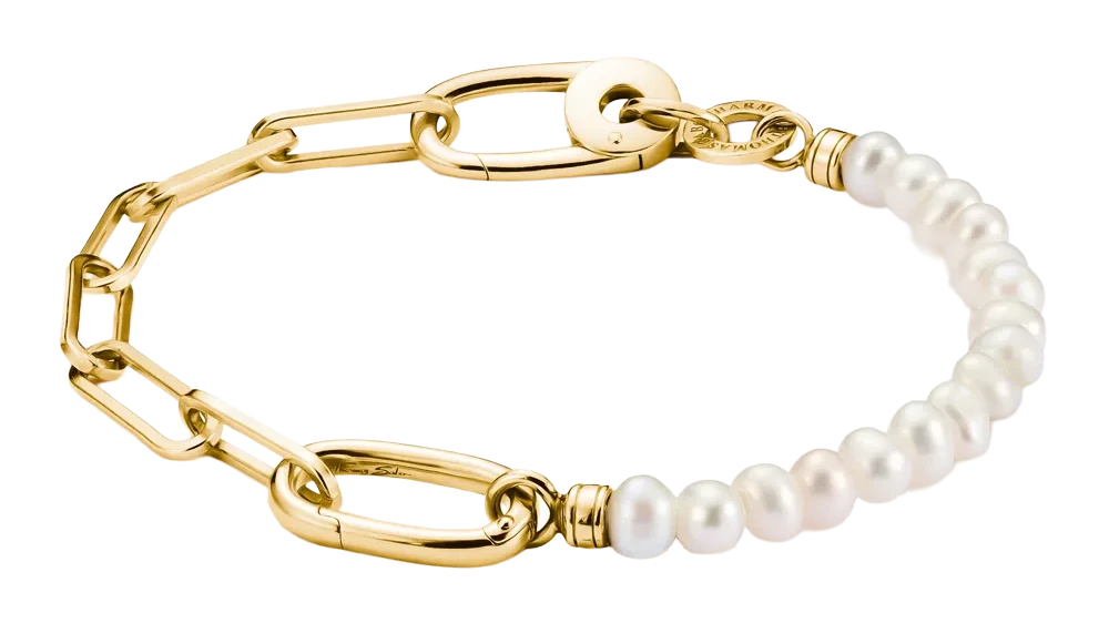 Bead Charm Bracelet with Pearls and a Connect Link - Thomas Sabo Model: C1209-430-14-L17